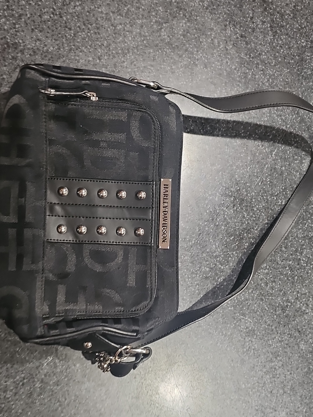 Harley-Davidson Black Crossbody Bag with Stud Accent